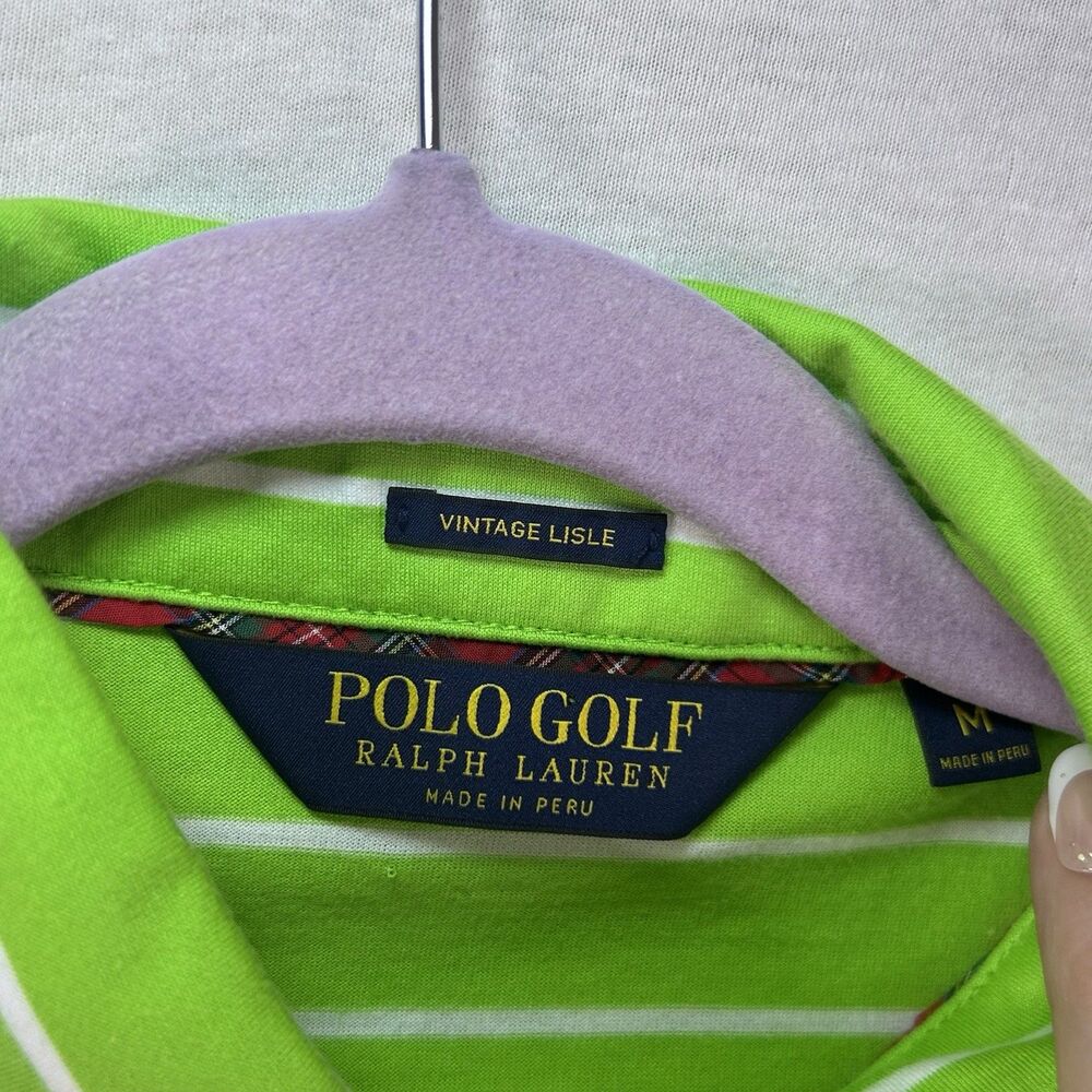 Polo Golf Ralph Lauren Vintage Lisle Green White Stripes Men’s Medium NWT - Picture 6 of 12